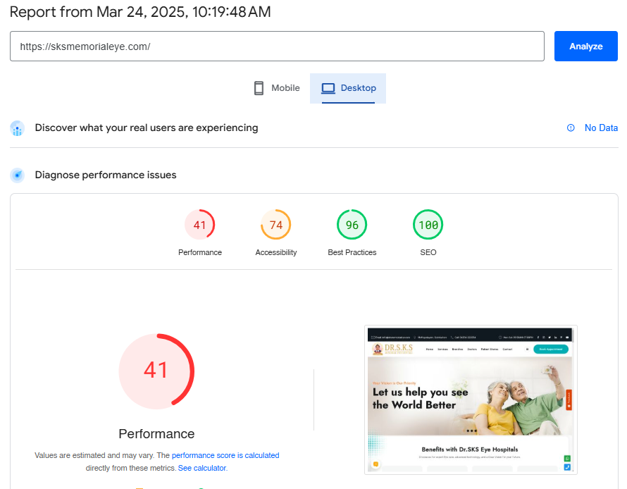 Dr. S.K.S Memorial Eye Hospital website optimization